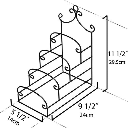 4-Tier Metal Scrollwork Dish Rack Plate Rack Display Stand Holder Cabinet Organizer Set of 2.