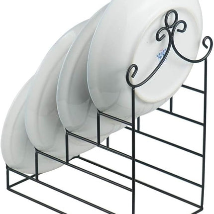 4-Tier Metal Scrollwork Dish Rack Plate Rack Display Stand Holder Cabinet Organizer Set of 2.