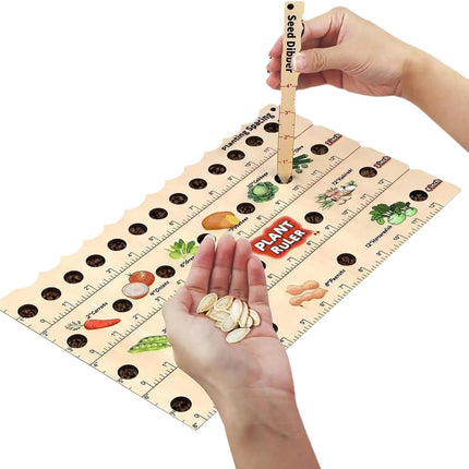 Plant Ruler by  – Wooden Seed Spacing Tool for Vegetable Gardens – Garden Planting Guide for Precise Row Planting in Raised Beds & In-Ground Soil.