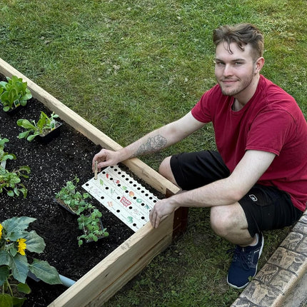 Plant Ruler by  – Wooden Seed Spacing Tool for Vegetable Gardens – Garden Planting Guide for Precise Row Planting in Raised Beds & In-Ground Soil.