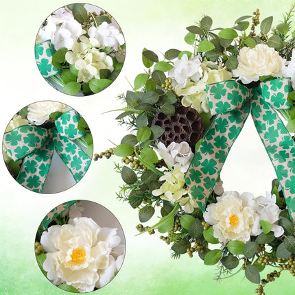 24 Inch Spring Hydrangea Flower Wreath for Front Door, Spring Summer Penoy Lotus Pod Wreath Indoor Outdoor, Rustic Farmhouse Everyday Floral Wreaths.
