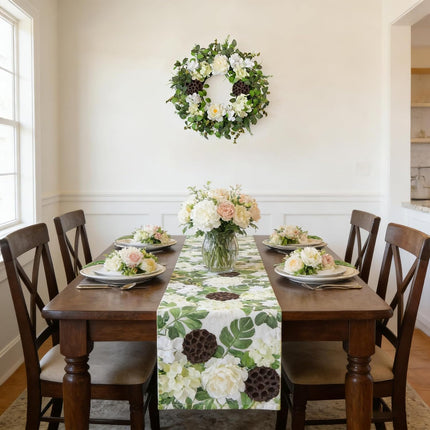 24 Inch Spring Hydrangea Flower Wreath for Front Door, Spring Summer Penoy Lotus Pod Wreath Indoor Outdoor, Rustic Farmhouse Everyday Floral Wreaths.