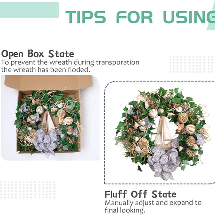 22 Inch Spring Summer Coastal Seashell Wreath for Front Door, All Seasons Seashell Wreath with Greenery and Wood Ship Wheel for Indoor Outdoor Decor.