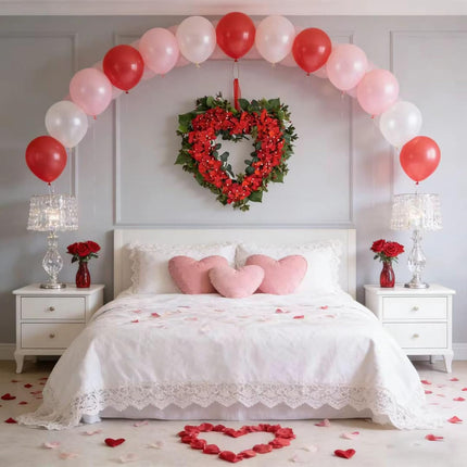 18 Inch Valentine’s Day Heart Wreath for Front Door with Red Hydrangea Flowers, Red Valentines Flower Wreath for Indoor Outdoor, Heart Shaped Wreath for Doors Windows Walls.