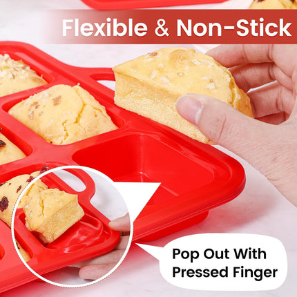 Mini Muffin Pan with Metal Reinforced Frame 24 Cups & Silicone Mini Loaf Pan 12 Cavities.
