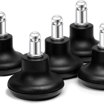 Bell Glides Replacement Office Chair or Stool Swivel Caster Wheels to Fixed Stationary Castors, Low Profile Bell Glides with Soft Rubber Bottom Instead of Self Felt Pads, Chair Feet Wheel Stopper.
