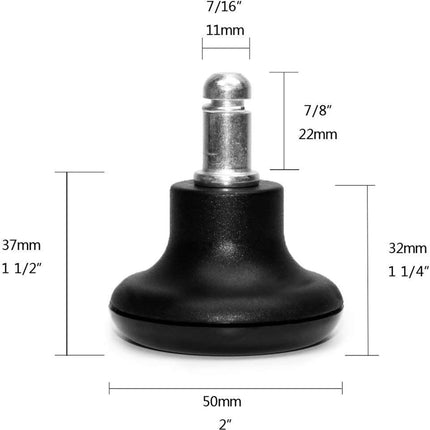 Bell Glides Replacement Office Chair or Stool Swivel Caster Wheels to Fixed Stationary Castors, Low Profile Bell Glides with Soft Rubber Bottom Instead of Self Felt Pads, Chair Feet Wheel Stopper.