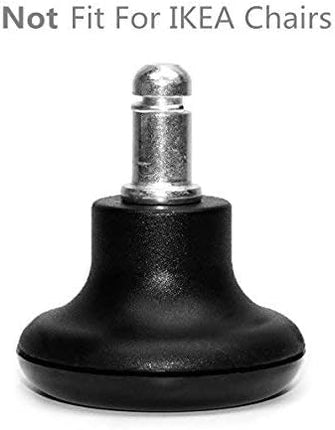 Bell Glides Replacement Office Chair or Stool Swivel Caster Wheels to Fixed Stationary Castors, Low Profile Bell Glides with Soft Rubber Bottom Instead of Self Felt Pads, Chair Feet Wheel Stopper.