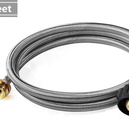 6 Feet Stainless Braided Hose Adapter With Tank Gauge, 1 lb to 20 lb Propane Converter for Stove, Tabletop Grill and More 1lb Portable Appliance.