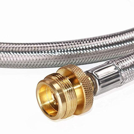 6 Feet Stainless Braided Hose Adapter With Tank Gauge, 1 lb to 20 lb Propane Converter for Stove, Tabletop Grill and More 1lb Portable Appliance.