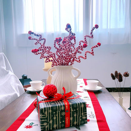 6 PCS Christmas Candy Cane Picks for Christmas Tree Topper, Red White Picks Sprays for Xmas Wreath DIY Vase Centerpieces, Candy Cane Ornaments Decorations.