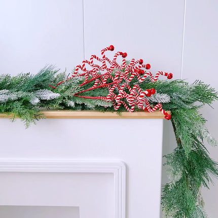 6 PCS Christmas Candy Cane Picks for Christmas Tree Topper, Red White Picks Sprays for Xmas Wreath DIY Vase Centerpieces, Candy Cane Ornaments Decorations.