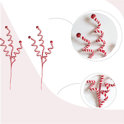 6 PCS Christmas Candy Cane Picks for Christmas Tree Topper, Red White Picks Sprays for Xmas Wreath DIY Vase Centerpieces, Candy Cane Ornaments Decorations.