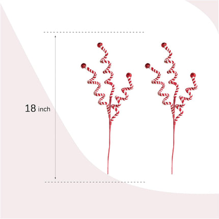 6 PCS Christmas Candy Cane Picks for Christmas Tree Topper, Red White Picks Sprays for Xmas Wreath DIY Vase Centerpieces, Candy Cane Ornaments Decorations.