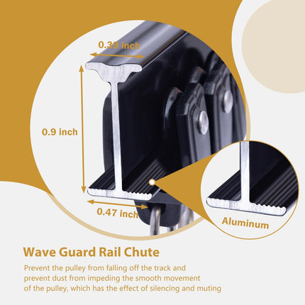 Bendable Ceiling Curtain Track Ceilings Mount or Wall Mounted Heavy-Duty Room Divider Curtains Rails for Living room Bedroom Shower Privacy RV Garage Dividers with Clips，Black 15 FT.