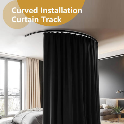 Bendable Ceiling Curtain Track Ceilings Mount or Wall Mounted Heavy-Duty Room Divider Curtains Rails for Living room Bedroom Shower Privacy RV Garage Dividers with Clips，Black 15 FT.
