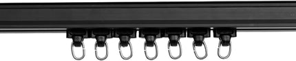 Curtain Tracks Ceiling Wall Mounted Heavy-Duty Curtains Rails Room Divider Curtain Track for Living Room Bedroom Room Shower Divider Pulley Black, 30pcs.
