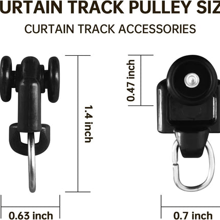 Curtain Tracks Ceiling Wall Mounted Heavy-Duty Curtains Rails Room Divider Curtain Track for Living Room Bedroom Room Shower Divider Pulley Black, 30pcs.