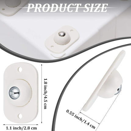 8 Pcs Self Adhesive Caster Wheels Appliance Rollers Appliance Sliders for Kitchen 360° Swivel Universal Wheel Mini Small Kitchen (White with 1 Steel Ball Style).