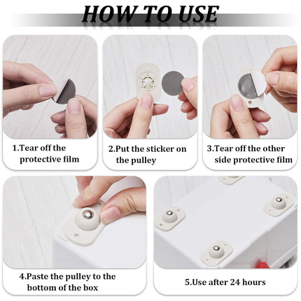 8 Pcs Self Adhesive Caster Wheels Appliance Rollers Appliance Sliders for Kitchen 360° Swivel Universal Wheel Mini Small Kitchen (White with 1 Steel Ball Style).