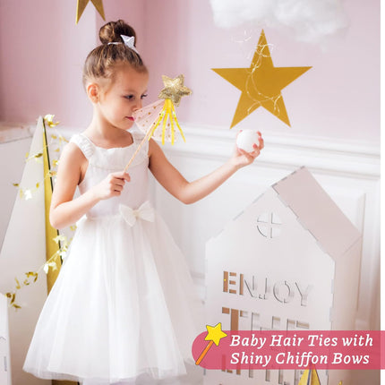 24 Pcs Glitter Star Magic Wand Princess Wand Fairy Angel Star Stick with Ribbon for Girl Kid Birthday Wedding Princess Dress up Role Play Party Supply Favor, Pink Purple Gold Blue.
