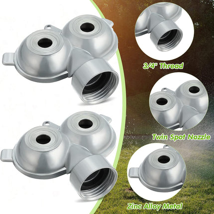 2 Pcs Circle Pattern Twin Spot Sprinkler Metal Lawn Garden Rotating Water Spray Sprinkler 360 Degree for Lawn Yard, Silver.