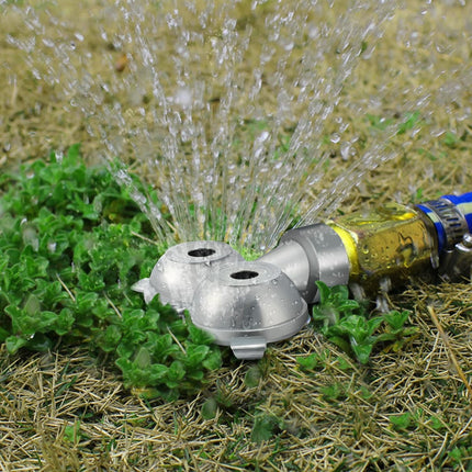 2 Pcs Circle Pattern Twin Spot Sprinkler Metal Lawn Garden Rotating Water Spray Sprinkler 360 Degree for Lawn Yard, Silver.