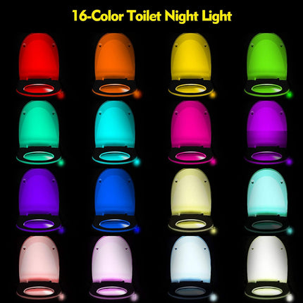 6 Pieces Toilet Night Light Motion Activated Sensor Lamp 16 Colors Changing LED Inside Toilet Bowl, LED Light for Washroom Bathroom, Battery Not Included.