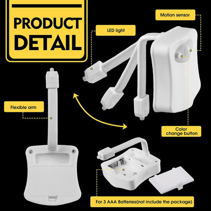 6 Pieces Toilet Night Light Motion Activated Sensor Lamp 16 Colors Changing LED Inside Toilet Bowl, LED Light for Washroom Bathroom, Battery Not Included.