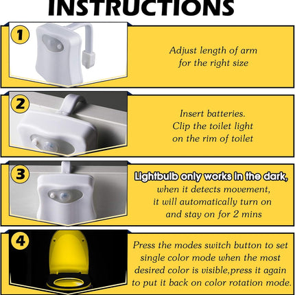 6 Pieces Toilet Night Light Motion Activated Sensor Lamp 16 Colors Changing LED Inside Toilet Bowl, LED Light for Washroom Bathroom, Battery Not Included.