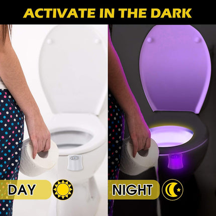 6 Pieces Toilet Night Light Motion Activated Sensor Lamp 16 Colors Changing LED Inside Toilet Bowl, LED Light for Washroom Bathroom, Battery Not Included.