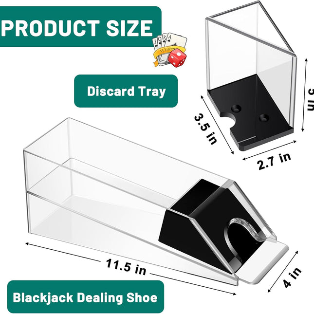 Blackjack Shoe and Discard Tray Clear Acrylic Blackjack Dealing Shoe Card Dispenser for Playing Cards Discard Holder Trays for Game Poker Accessories(6 Deck).