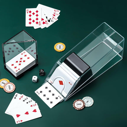 Blackjack Shoe and Discard Tray Clear Acrylic Blackjack Dealing Shoe Card Dispenser for Playing Cards Discard Holder Trays for Game Poker Accessories(6 Deck).