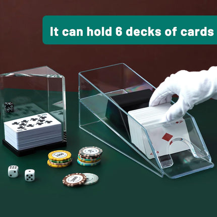 Blackjack Shoe and Discard Tray Clear Acrylic Blackjack Dealing Shoe Card Dispenser for Playing Cards Discard Holder Trays for Game Poker Accessories(6 Deck).