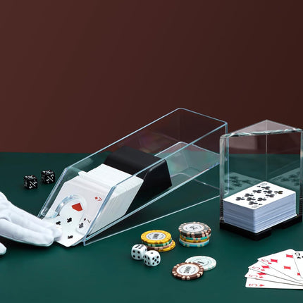 Blackjack Shoe and Discard Tray Clear Acrylic Blackjack Dealing Shoe Card Dispenser for Playing Cards Discard Holder Trays for Game Poker Accessories(6 Deck).