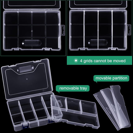 6 Pack Fishing Tackle Box Organizer Storage Clear Fishing Box with Movable Tray Plastic Waterproof Compartment Organizer for Lure Container Craft Beads Jewelry.