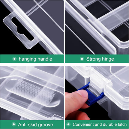 6 Pack Fishing Tackle Box Organizer Storage Clear Fishing Box with Movable Tray Plastic Waterproof Compartment Organizer for Lure Container Craft Beads Jewelry.