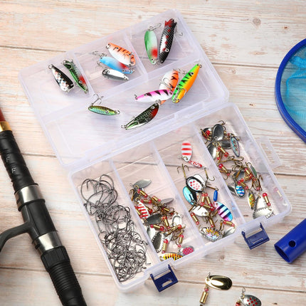 6 Pack Fishing Tackle Box Organizer Storage Clear Fishing Box with Movable Tray Plastic Waterproof Compartment Organizer for Lure Container Craft Beads Jewelry.