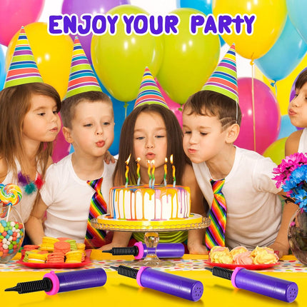 16 Pcs Handheld Balloon Air Pump Inflator Air Pump for Balloons, 2 Way Dual Action Manual Balloon Inflator for Birthday Party Decoration Exercise Yoga Balls Pool Floats, 12 Inch (Rose Red and Purple).