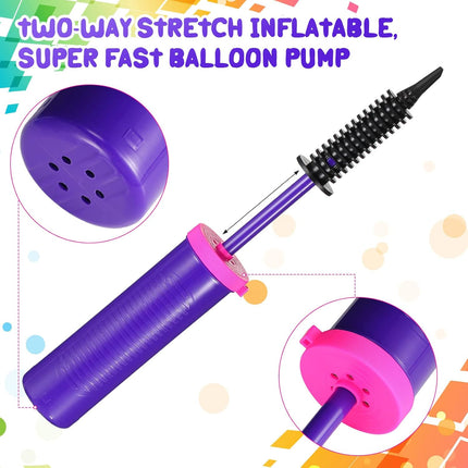 16 Pcs Handheld Balloon Air Pump Inflator Air Pump for Balloons, 2 Way Dual Action Manual Balloon Inflator for Birthday Party Decoration Exercise Yoga Balls Pool Floats, 12 Inch (Rose Red and Purple).