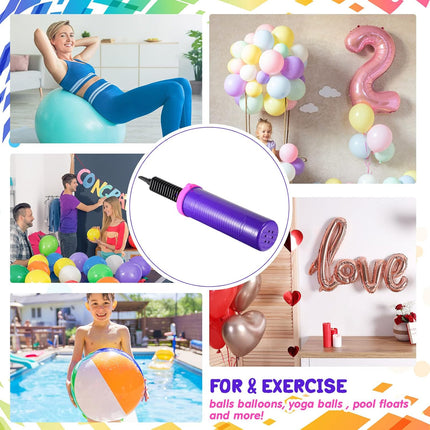 16 Pcs Handheld Balloon Air Pump Inflator Air Pump for Balloons, 2 Way Dual Action Manual Balloon Inflator for Birthday Party Decoration Exercise Yoga Balls Pool Floats, 12 Inch (Rose Red and Purple).