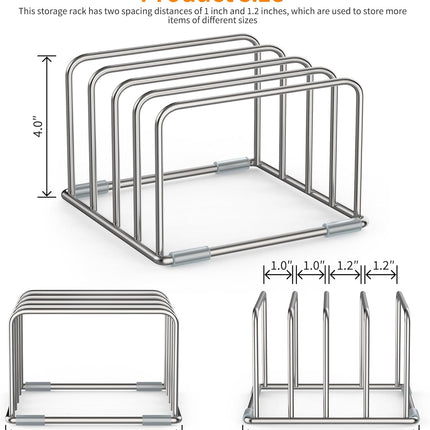 Cutting Board Holder Stand, Chopping Board Organizer Rack with 304 Stainless Steel, Cookie Sheet Storage Organizer, 1.0 & 1.2 Inch Wide Slots (1 Pack).