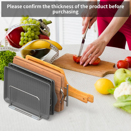 Cutting Board Holder Stand, Chopping Board Organizer Rack with 304 Stainless Steel, Cookie Sheet Storage Organizer, 1.0 & 1.2 Inch Wide Slots (1 Pack).