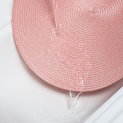 Round Braided Placemats 15 Inch Round Table Mats for Dining Tables Natural Woven Heat Resistant Place mats Set of 6 (Pink).