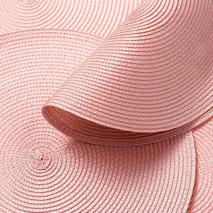 Round Braided Placemats 15 Inch Round Table Mats for Dining Tables Natural Woven Heat Resistant Place mats Set of 6 (Pink).
