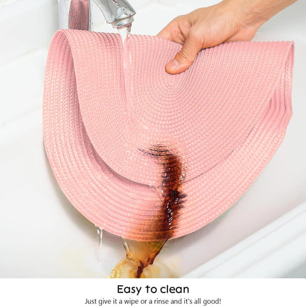Placemats Set of 6 for Dining Table Washable Woven Non-Slip 18x12 inches Placemat Heat-Resistant Durable Table Mats for Dining Table Easy to Clean(Pink).
