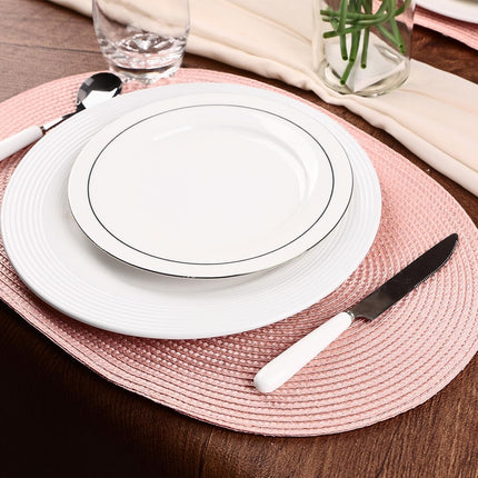 Placemats Set of 6 for Dining Table Washable Woven Non-Slip 18x12 inches Placemat Heat-Resistant Durable Table Mats for Dining Table Easy to Clean(Pink).