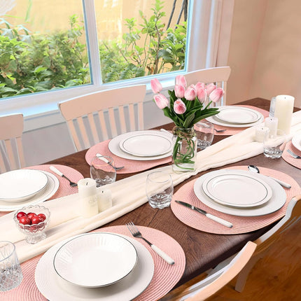 Placemats Set of 6 for Dining Table Washable Woven Non-Slip 18x12 inches Placemat Heat-Resistant Durable Table Mats for Dining Table Easy to Clean(Pink).