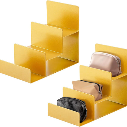 2 Pcs 3 Tiers Gold Metal Wallet Rack Handbag Display Stand Wallet Clutch Holder Purse Stand Display Retail Store Supplies.
