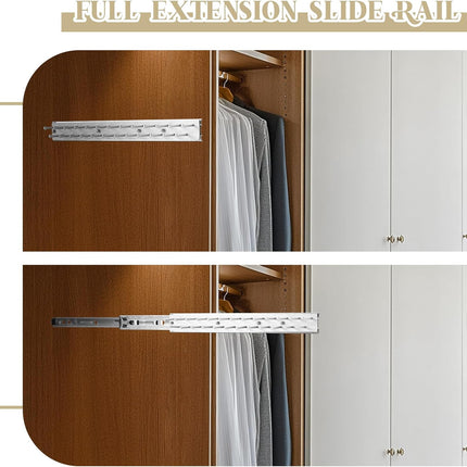 2 Pcs 13.8'' Sliding Tie Rack Hangers for Closet, 25(Total 50) Tie Pull Out Wall Mounted Extending Sturdy Metal Belt Organizer Holder for Men Belt Storage, Sliver.